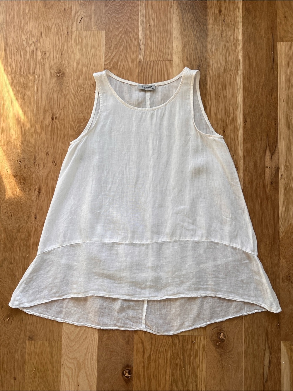 Grand Greece 100% Linen White Tank Top A-Line - Size S